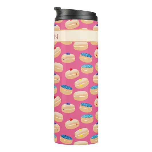 Yummy Sufganiyot Jelly Donuts Hanukkah Pattern Thermosbeker (Geroteerd rechts)