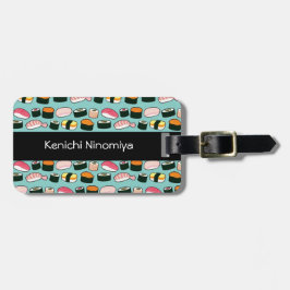 Yummy Sushi Fun Illustrated Pattern Bagagelabel