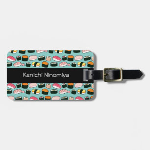 Yummy Sushi Fun Illustrated Pattern Bagagelabel