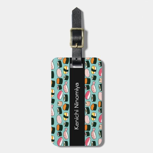 Yummy Sushi Fun Illustrated Pattern Bagagelabel (Voorkant verticaal)