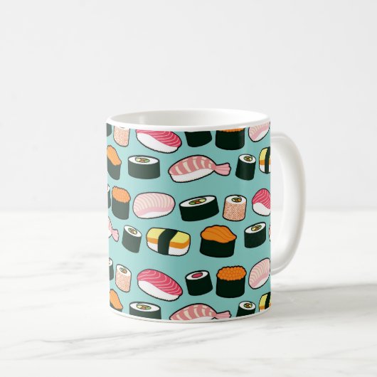Yummy Sushi Fun Illustrated Pattern Koffiemok (Voorkant rechts)