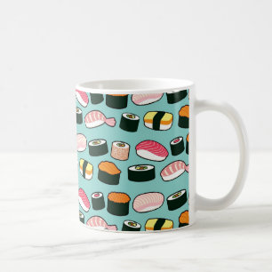 Yummy Sushi Fun Illustrated Pattern Koffiemok
