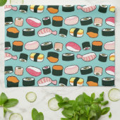 Yummy Sushi Fun Illustrated Pattern Theedoek (Gevouwen)