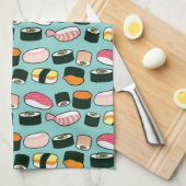 Yummy Sushi Fun Illustrated Pattern Theedoek (Quarter Fold)