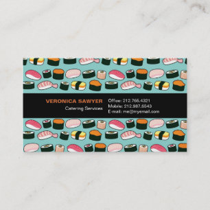 Yummy Sushi Fun Illustrated Pattern Visitekaartje