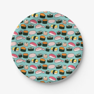 Yummy Sushi Party Fun Illustrated Pattern Papieren Bordje