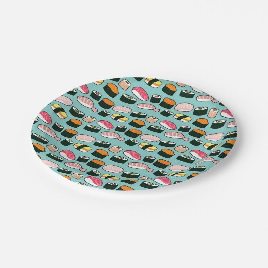 Yummy Sushi Party Fun Illustrated Pattern Papieren Bordje (Gekanteld)