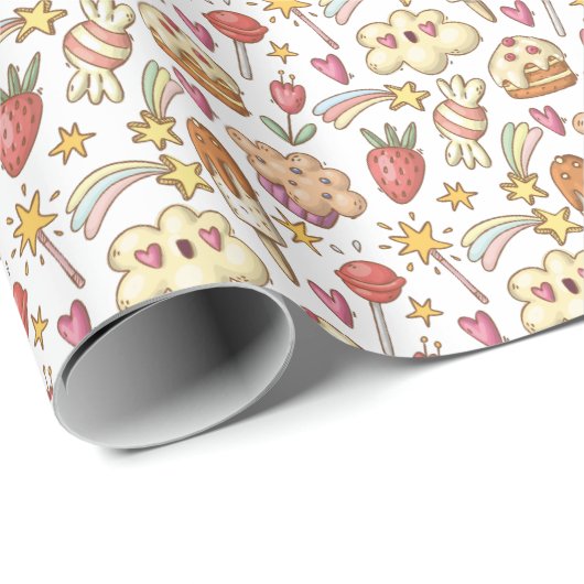 Yummy Trees and Rainbows Pattern Cadeaupapier (Rol Hoek)