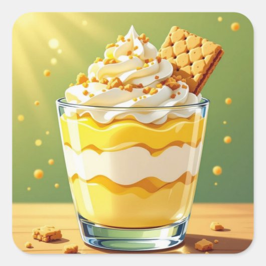 Yummy Vanilla Pudding  Vierkante Sticker (Voorkant)