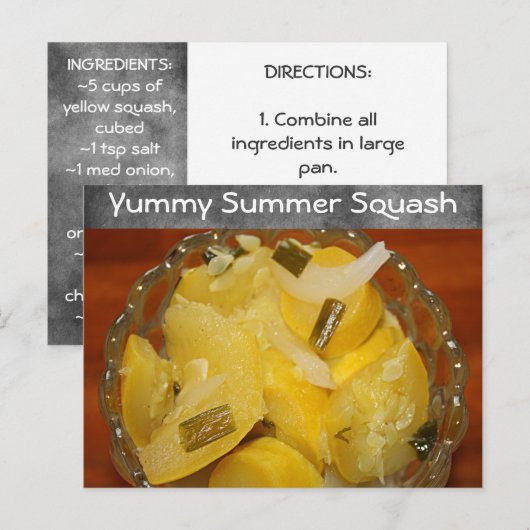 Yummy Yellow Squash Recipe Briefkaart (Voorkant / Achterkant)