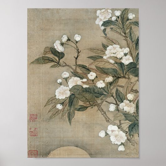 Yun Shouping - Pear Blossom en Moon Poster (Voorkant)