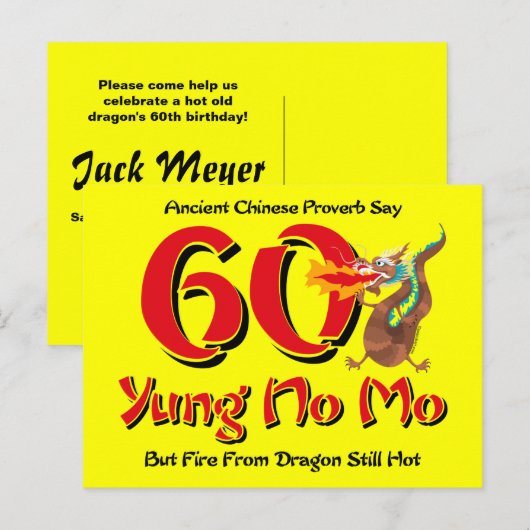 Yung No Mo 60e verjaardag Briefkaart Uitnodiging (Voorkant / Achterkant)