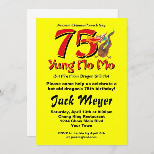 Yung No Mo 75th Verjaardag Kaart (Voorkant / Achterkant)