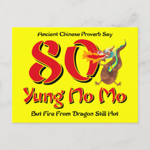 Yung No Mo 80e verjaardag Briefkaart Uitnodiging