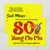 Yung No Mo 80e verjaardag Briefkaart Uitnodiging (Voorkant / Achterkant)