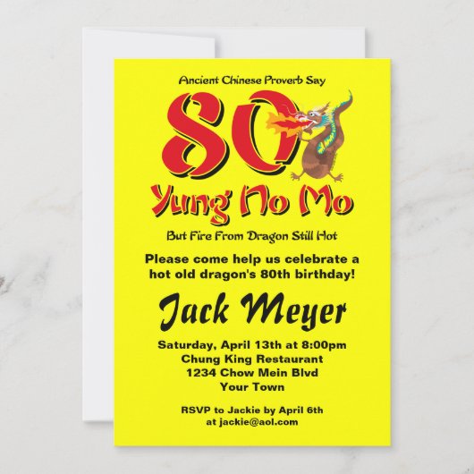 Yung No Mo 80th Birthday Kaart (Voorkant)