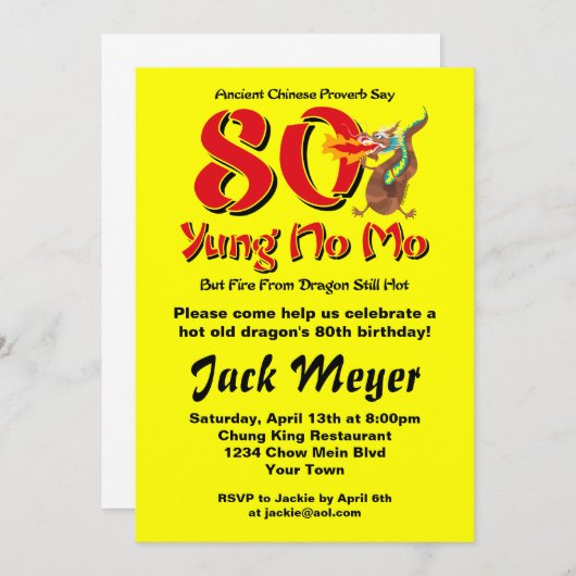 Yung No Mo 80th Birthday Kaart (Voorkant / Achterkant)