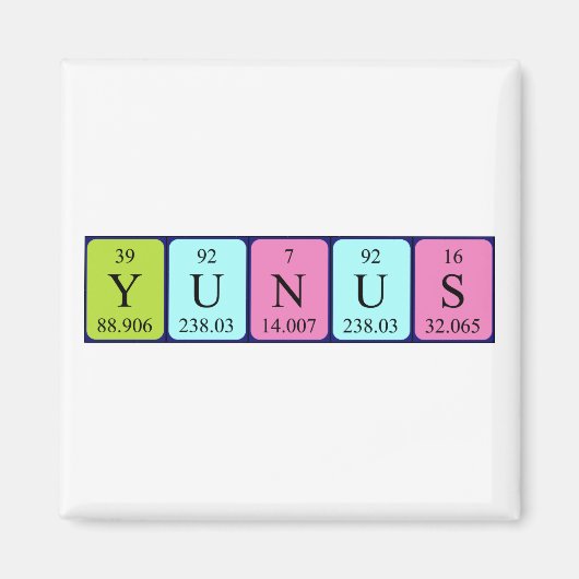 Yunus periodiek table name magnet (Voorkant)