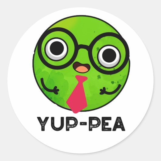 Yup-pea Funny Yuppie Veggie Pea Pun Ronde Sticker (Voorkant)