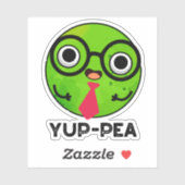 Yup-pea Funny Yuppie Veggie Pea Pun Sticker (Vel)