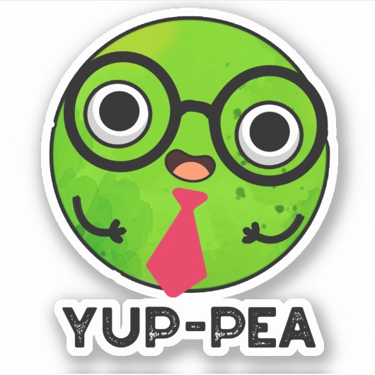 Yup-pea Funny Yuppie Veggie Pea Pun Sticker (Voorkant)