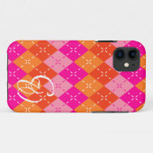 Yuppie Preppy Sportief Roze en Oranje Argyle Case-Mate iPhone Case (Achterkant (horizontaal))