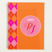 Yuppie Preppy Sportief Roze Sinaasappel Argyle Mon Planner (Voorkant)