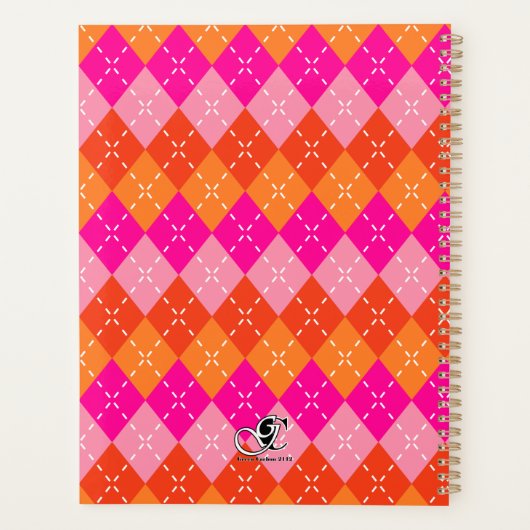 Yuppie Preppy Sportief Roze Sinaasappel Argyle Mon Planner (Achterkant)