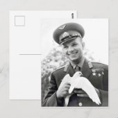 Yuri Gagarin met witte duif, symbool voor de vrede Briefkaart (Voorkant / Achterkant)