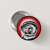 Yuri Gagarin - Sovjet Hero & Cosmonaut Ronde Button 3,2 Cm (Voorkant /achterkant)