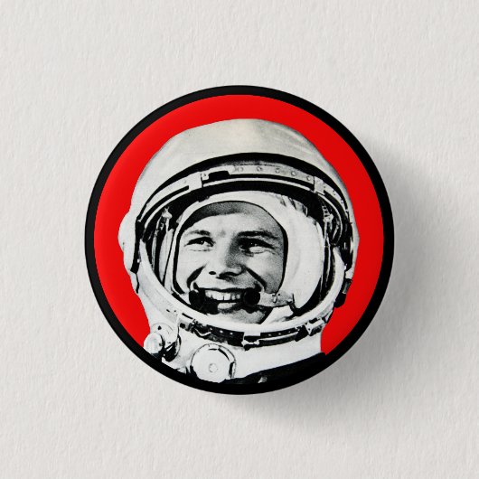 Yuri Gagarin - Sovjet Hero & Cosmonaut Ronde Button 3,2 Cm (Voorkant)