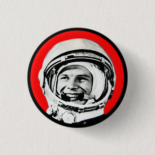Yuri Gagarin - Sovjet Hero & Cosmonaut Ronde Button 3,2 Cm