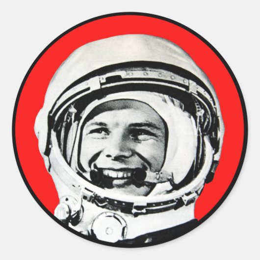 Yuri Gagarin - Sovjet Hero & Cosmonaut Ronde Sticker (Voorkant)