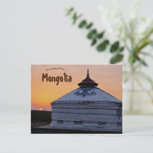 Yurt en zonsondergang in Mongolië Briefkaart (Staand voorkant)