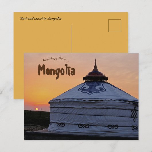 Yurt en zonsondergang in Mongolië Briefkaart (Voorkant / Achterkant)