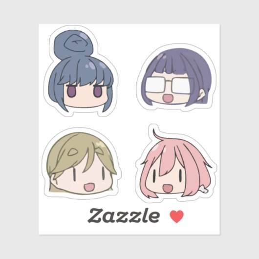 Yuru Camp Alle karakter Chibi stijl Sticker (Vel)
