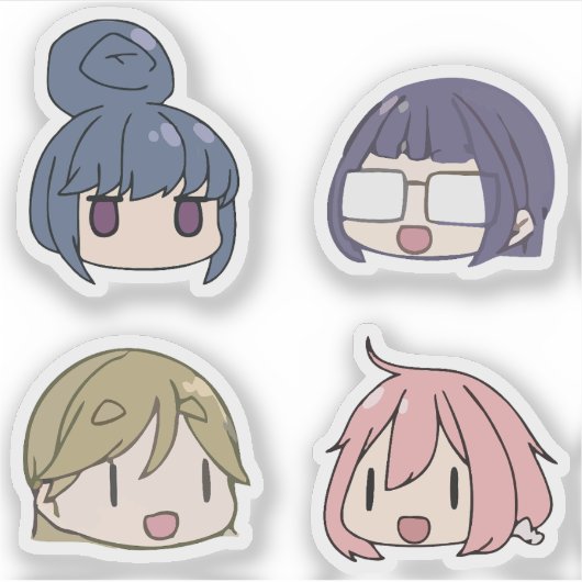 Yuru Camp Alle karakter Chibi stijl Sticker (Voorkant)