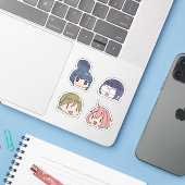 Yuru Camp Alle karakter Chibi stijl Sticker (Laptop met iPhone)