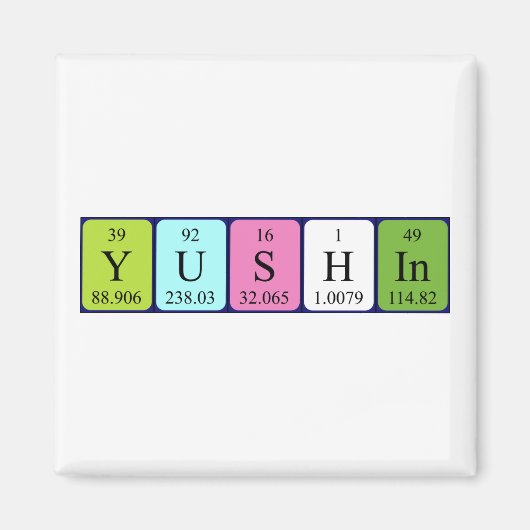 Yushin periodieke lijstnaam magneet (Voorkant)