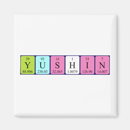 Yushin periodieke lijstnaam magneet (Voorkant)