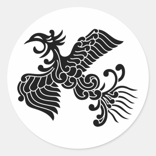 Yusoku Phoenix Ronde Sticker (Voorkant)