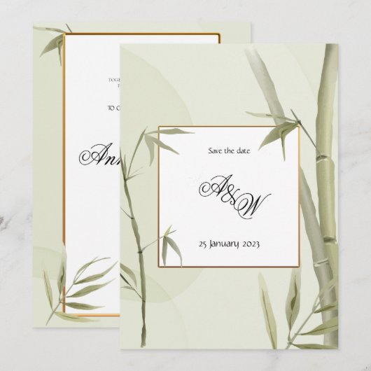 YUUP Bamboo bruiloft uitnodiging greenered themed (Voorkant / Achterkant)