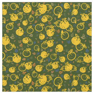 Yuzu Pattern (Olijfgroen) | Japanse herfst Stof