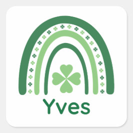 Yves Name Clover Boho Rainbow Vierkante Sticker