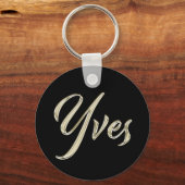 Yves Name whitegold Button Schlüsselanhänger Sleutelhanger (Voorkant)