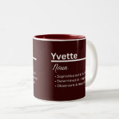 Yvette Girl Name Definition Personalized Tweekleurige Koffiemok (Voorkant rechts)
