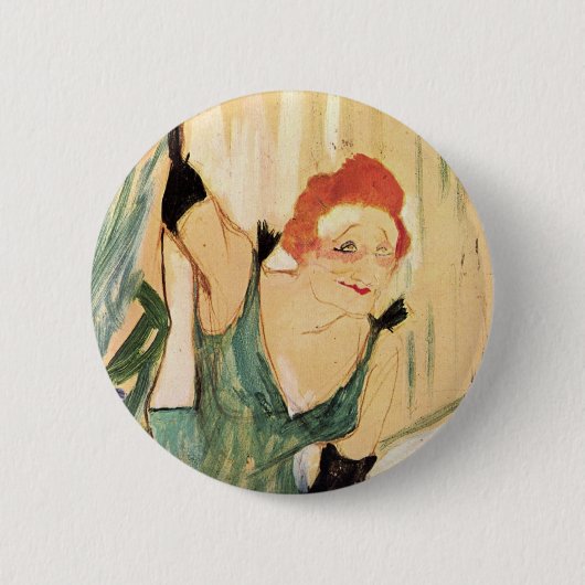 Yvette Guilbert, Henri de Toulouse-Lautrec Ronde Button 5,7 Cm (Voorkant)