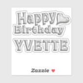 Yvette Happy Birthday silver Aufkleber Sticker (Vel)