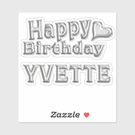 Yvette Happy Birthday silver Aufkleber Sticker (Vel)