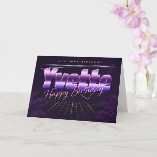 Yvette Name Vorname lila retro Karte Geburtstag Kaart